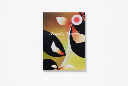 A colourful book cover featuring an abstract painting with organic shapes in warm tones, and the artist's name 