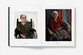 A spread from Alice Neel showing two portraits of an elderly woman by Alice Neel, one from 1930 and one from 1952, on facing pages.