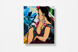 A colourful book cover featuring a vibrant painting by Paula Rego of a woman with dark hair and gold earrings, looking to the left and touching her face. 